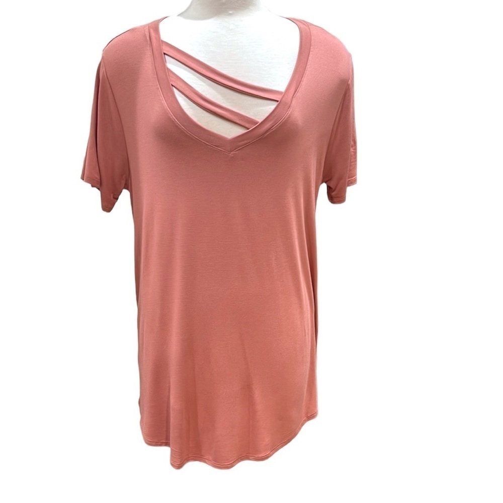 NWOT The Zig Zag Stripe Shirt Sleeve Strappy Vee Neckline Tee Shirt SZ 2X